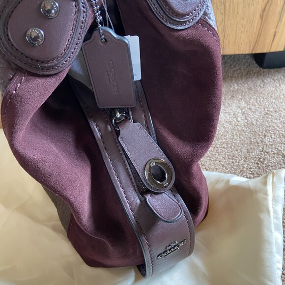 COACH LEATHER HANDBAG 20334 EDIE 42 LEATHER SUEDE SHOULDER BAG OXBLOOD - Picture 3 of 6